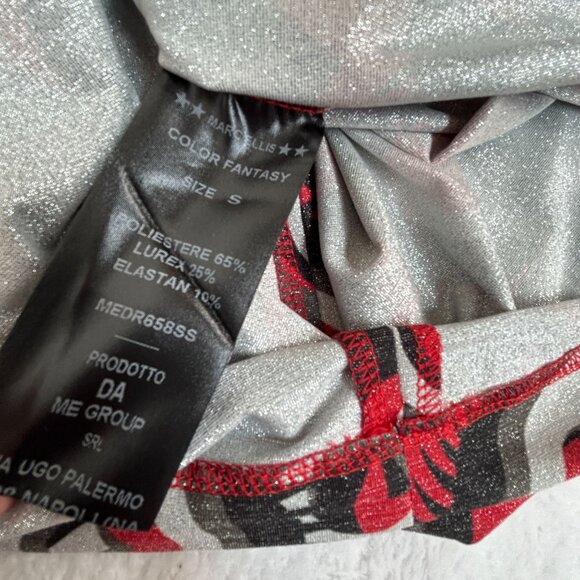 Marc Ellis Womens Abstract Geometric Print Ruched Bodycon Dress Red Red Gray - Picture 4 of 9